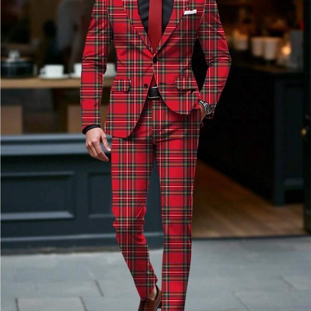 Mens plaid suit with pants